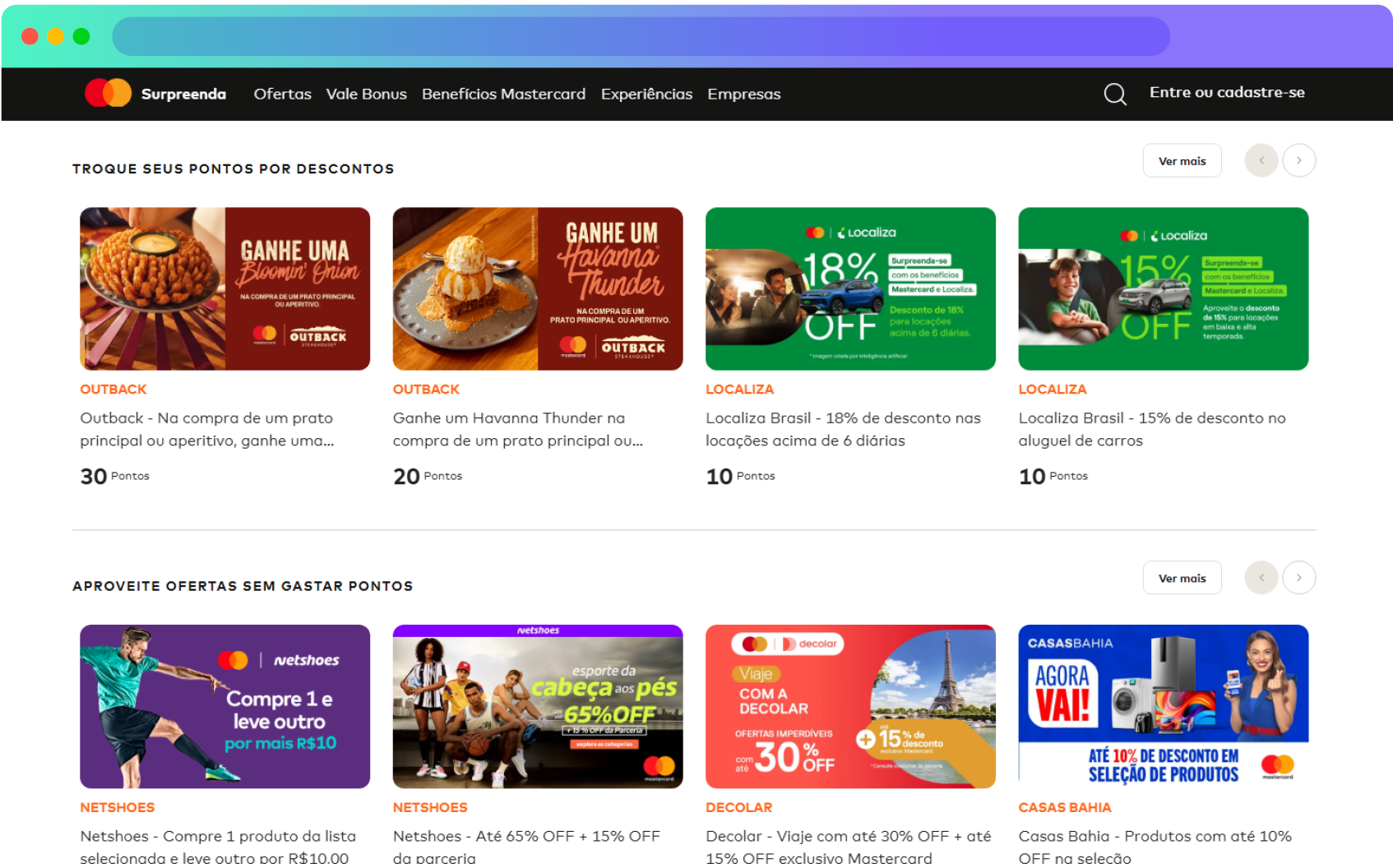 Plataforma Surpreenda Mastercard